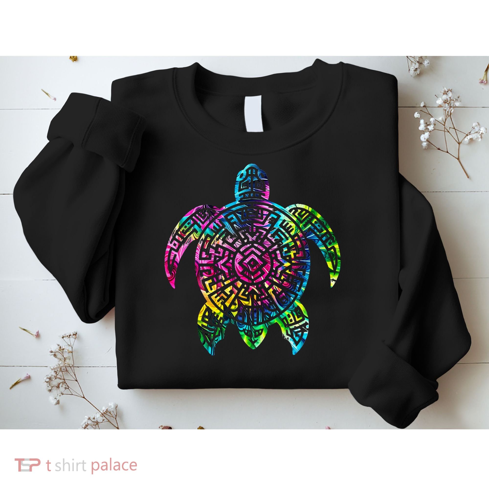 Ocean Odyssey Tie Dye Tribal Tides Sea Turtle Sweatshirt