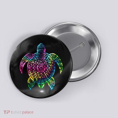 Ocean Odyssey Tie Dye Tribal Tides Sea Turtle Button