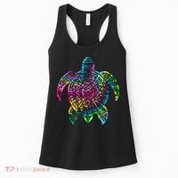 Ocean Odyssey Tie Dye Tribal Tides Sea Turtle Women's Tank Top thumb 0