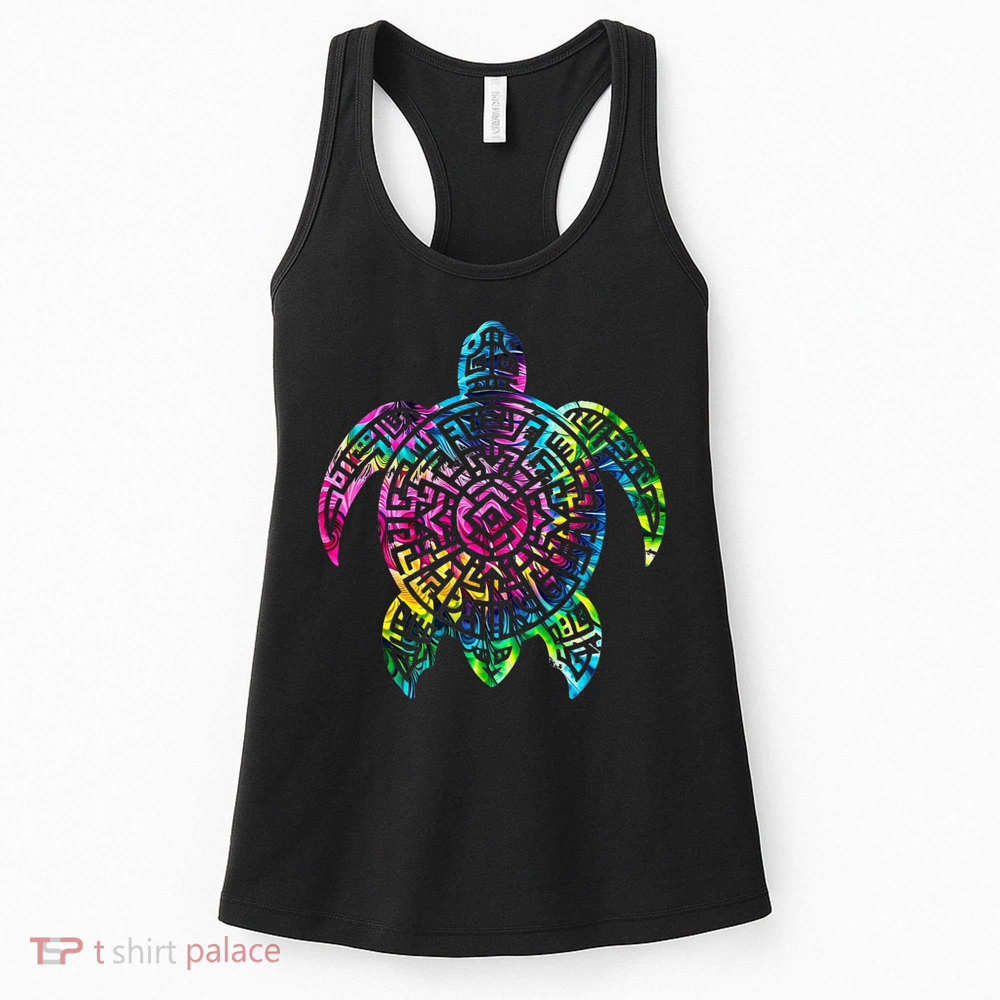 Ocean Odyssey Tie Dye Tribal Tides Sea Turtle Women's Tank Top