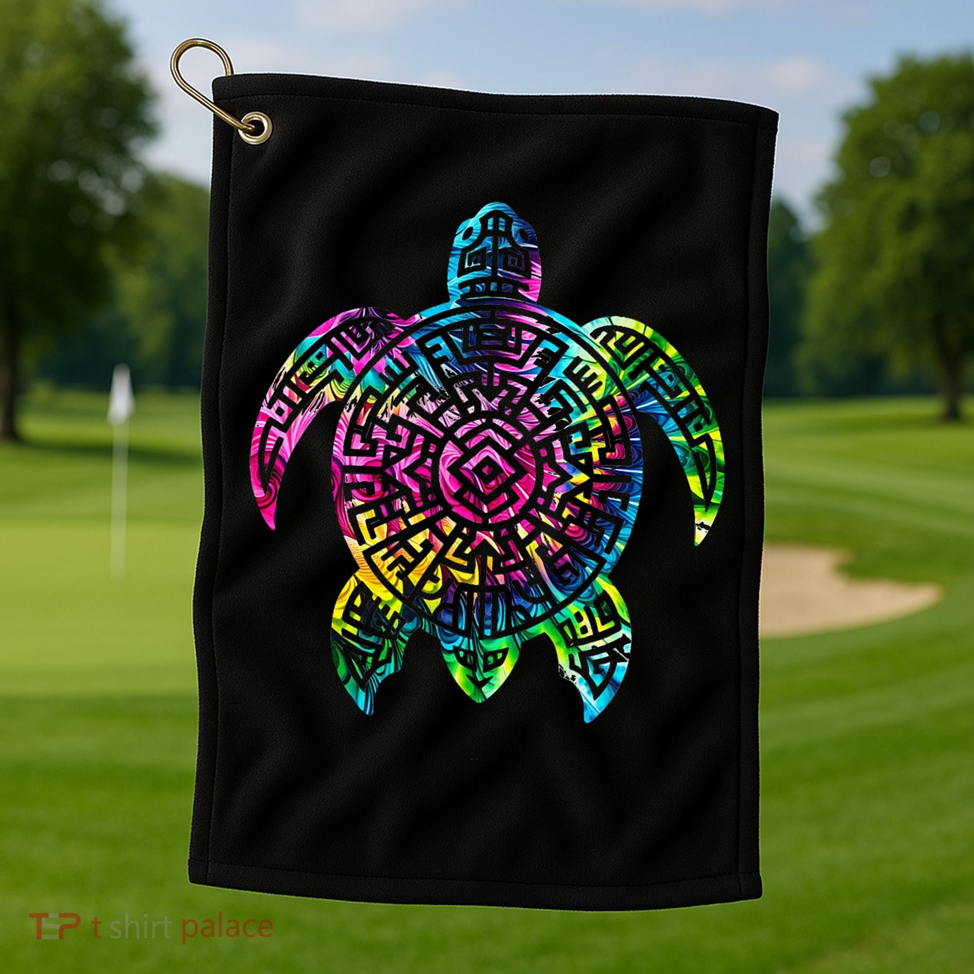 Ocean Odyssey Tie Dye Tribal Tides Sea Turtle Golf Towel