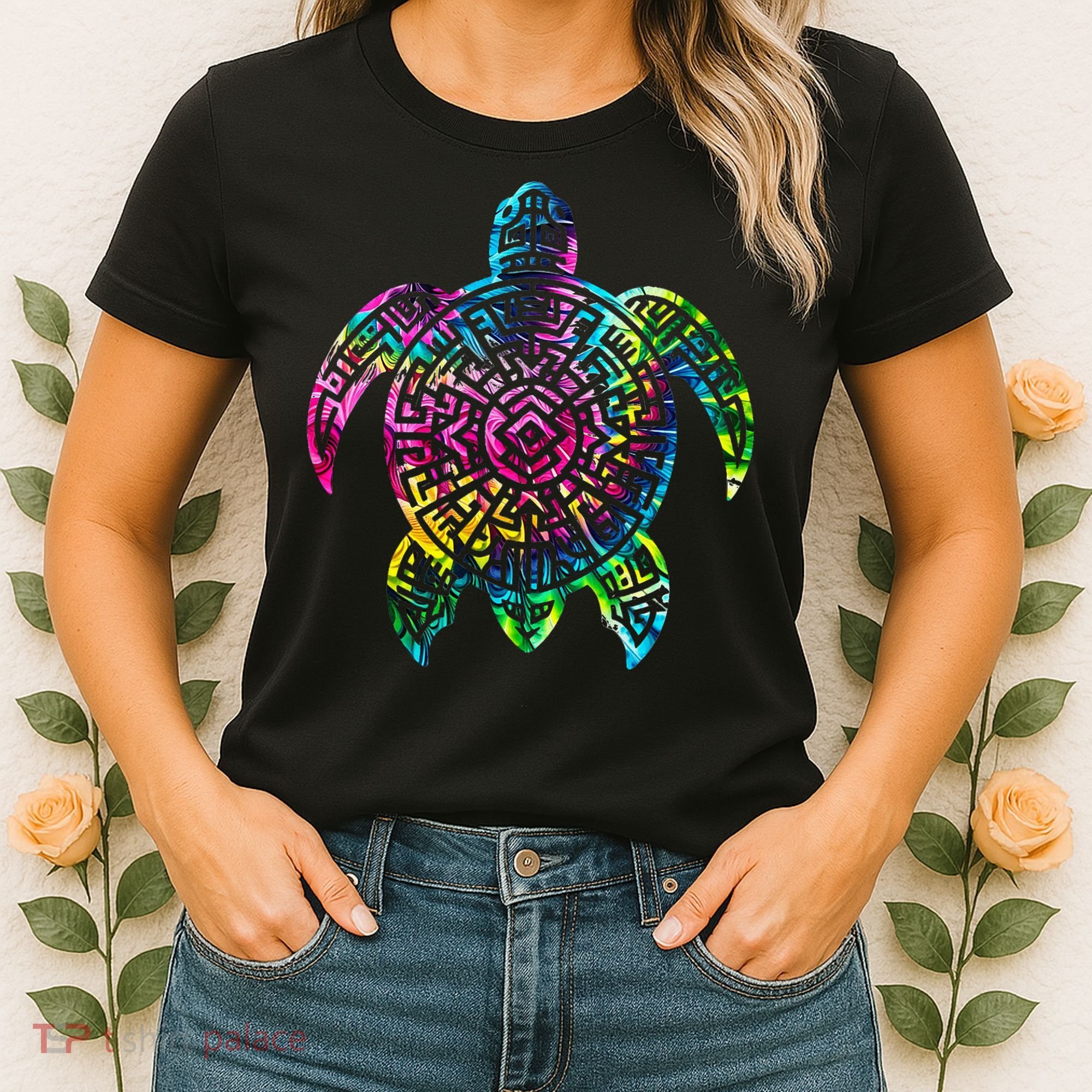 Ocean Odyssey Tie Dye Tribal Tides Sea Turtle Women's T-Shirt
