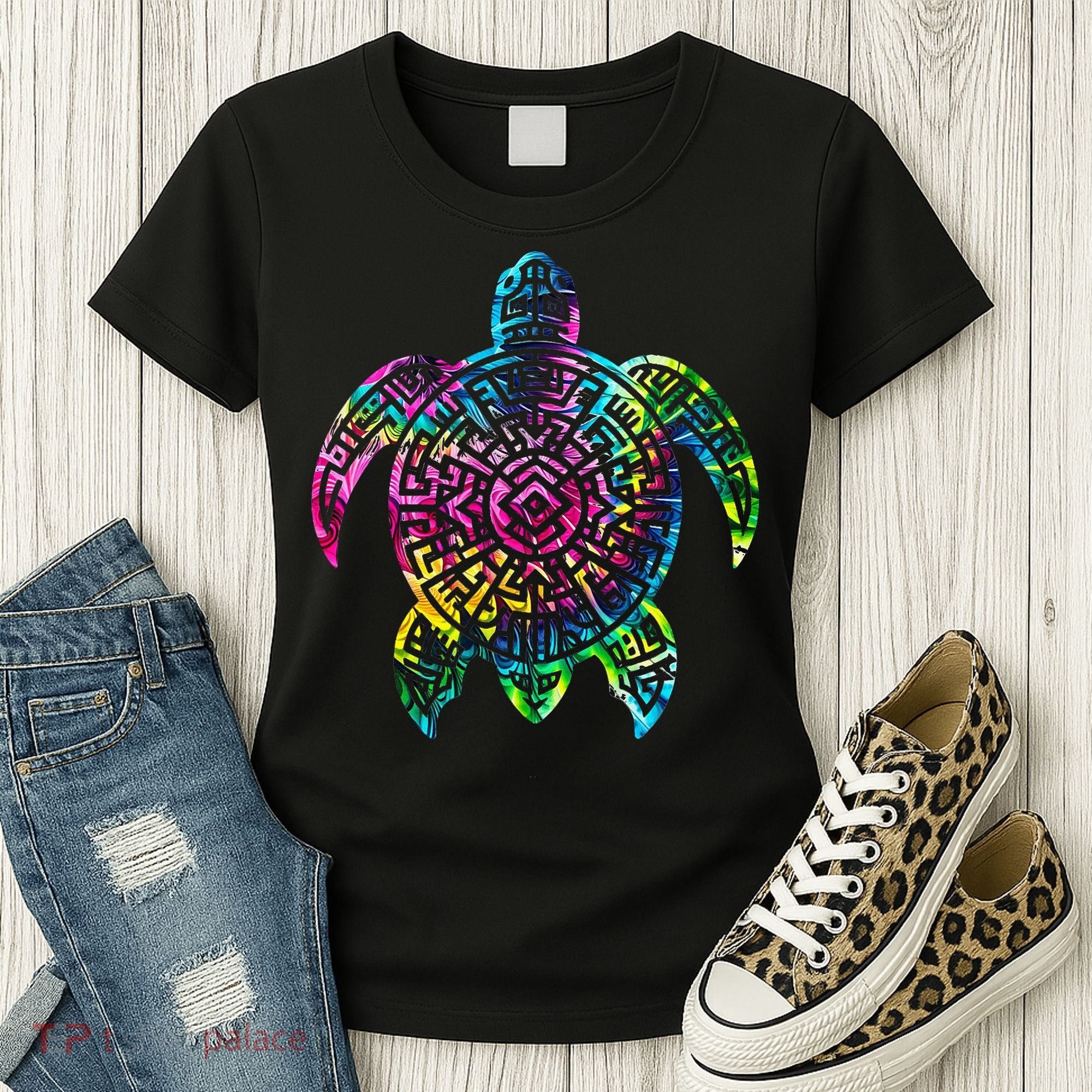 Ocean Odyssey Tie Dye Tribal Tides Sea Turtle Women's T-Shirt