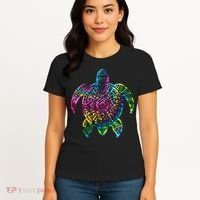 Ocean Odyssey Tie Dye Tribal Tides Sea Turtle Women's T-Shirt thumb 4