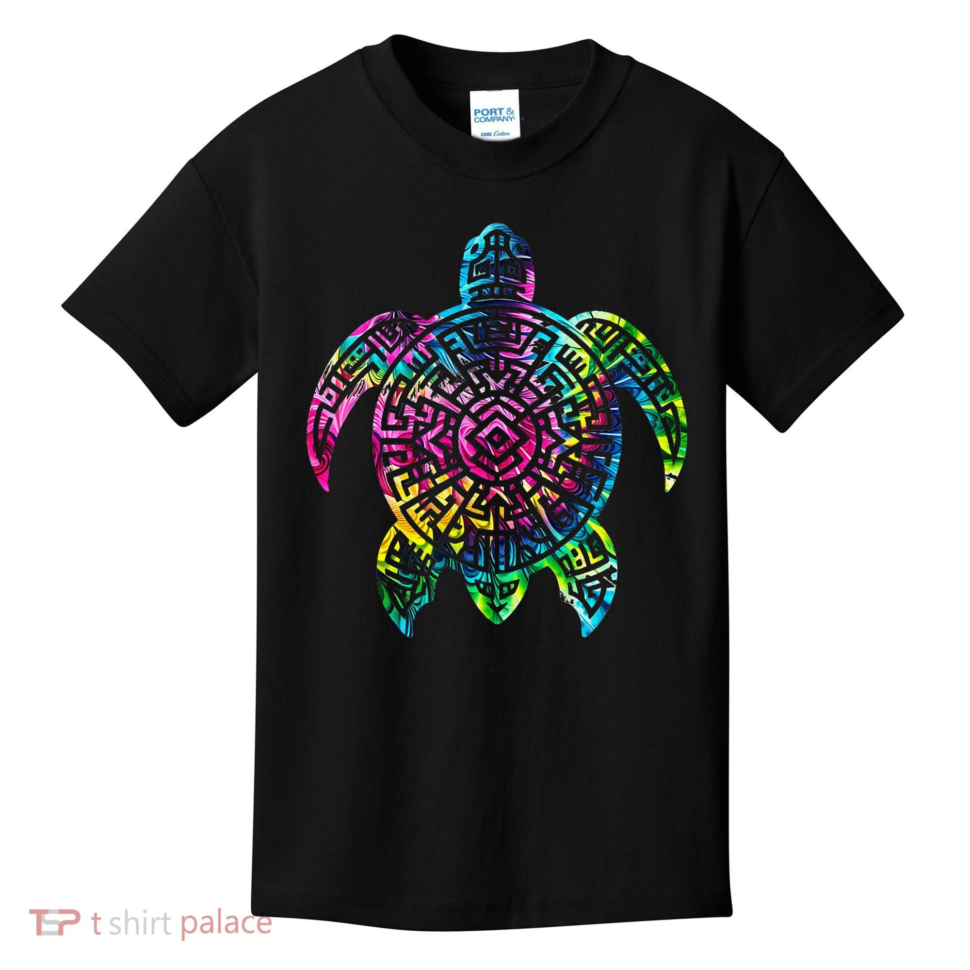 Ocean Odyssey Tie Dye Tribal Tides Sea Turtle Kids T-Shirt