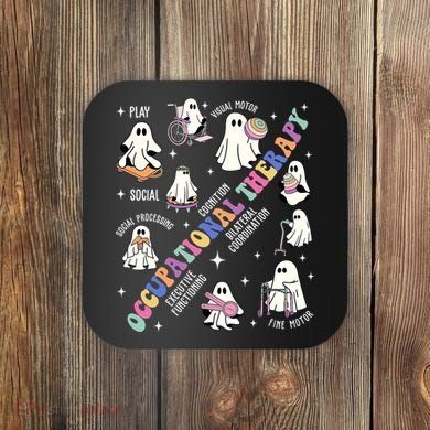 Ot Occupational Therapy Therapist Halloween Spooky Coaster
