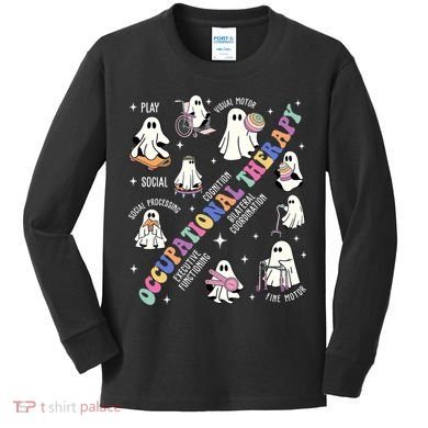 Ot Occupational Therapy Therapist Halloween Spooky Kids Long Sleeve Shirt