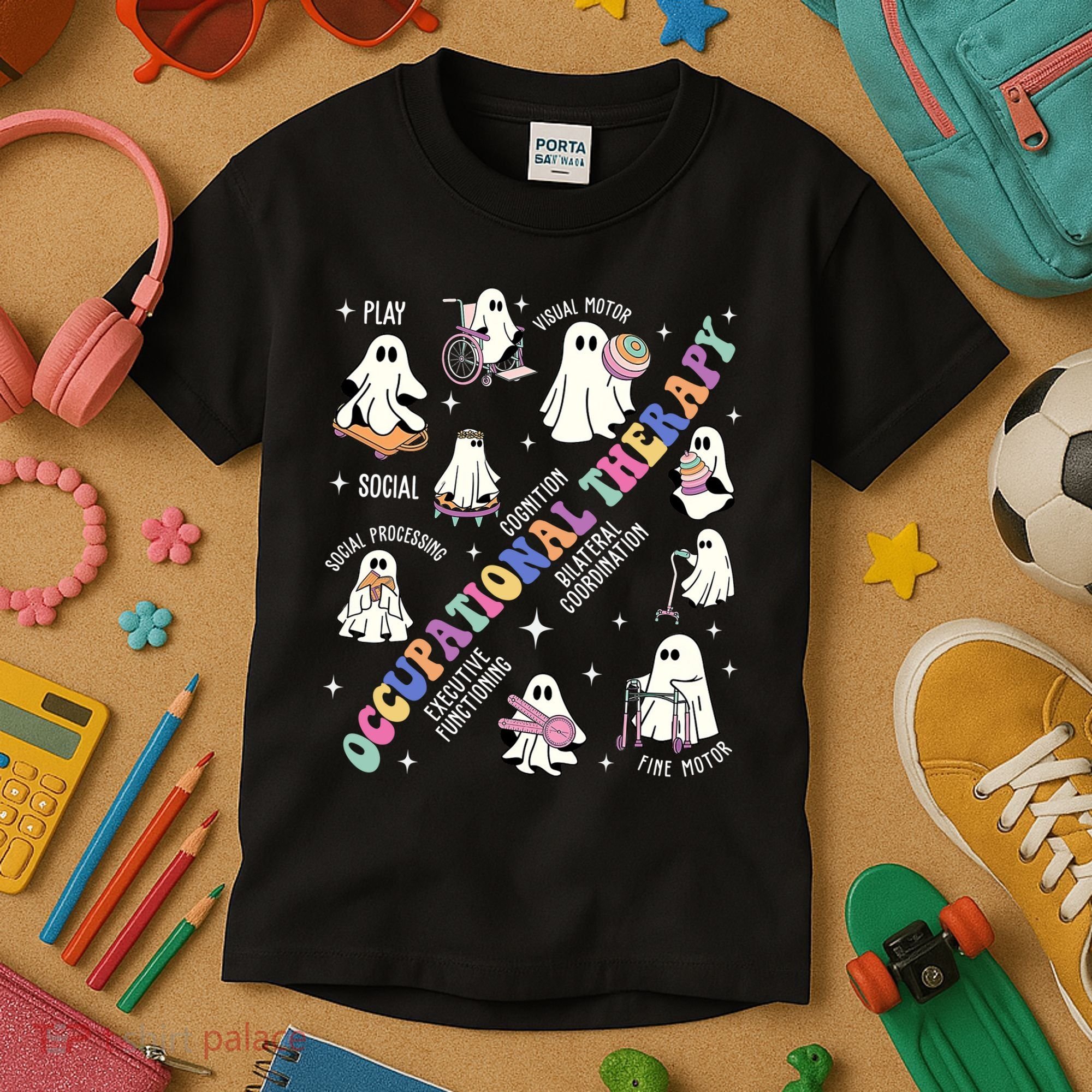 Ot Occupational Therapy Therapist Halloween Spooky Kids T-Shirt