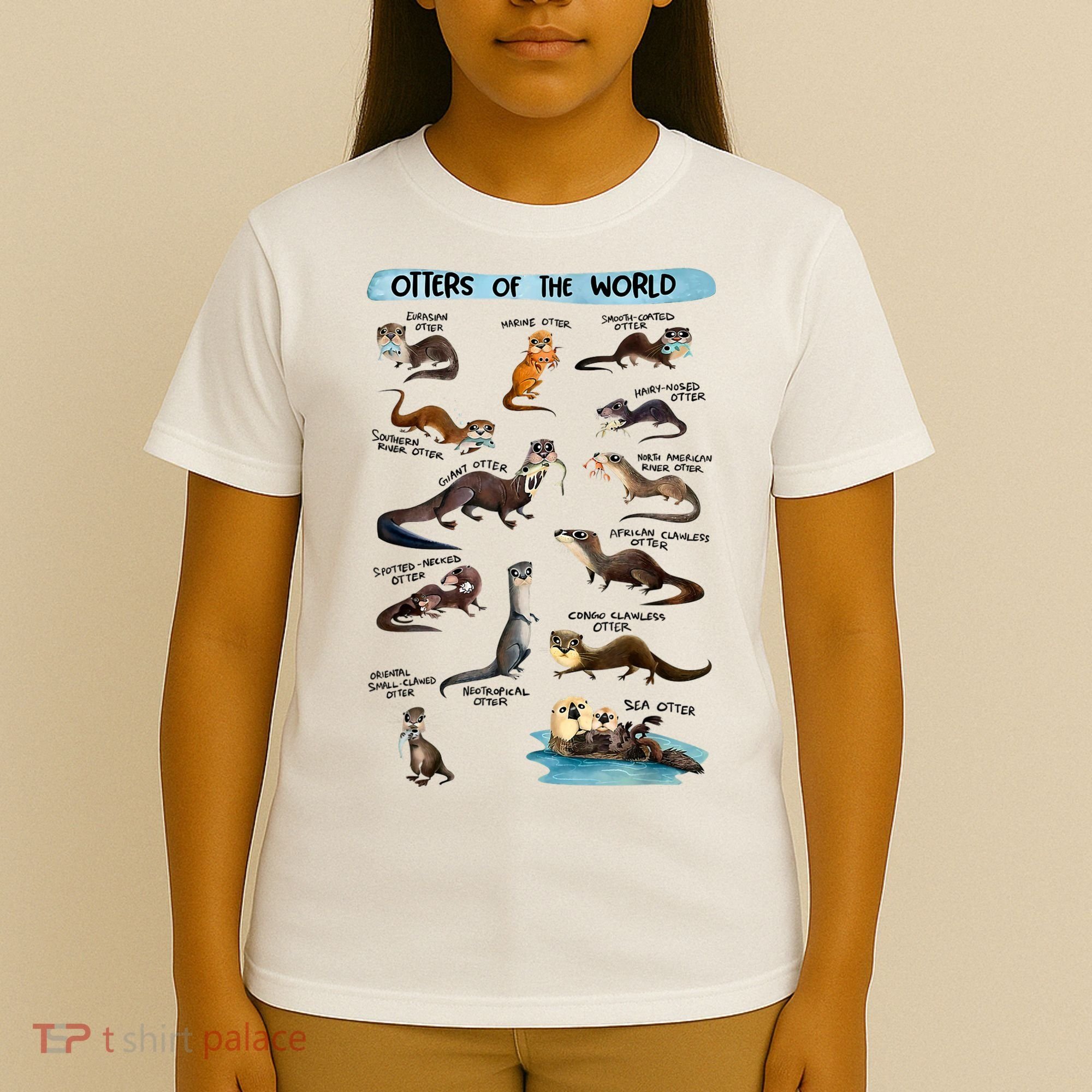 Otters Of The World Sea Otter Giant Otter Lovers Educational T-Shirt