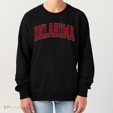 Oklahoma OK Varsity Style Red Text Women's Sweatshirt