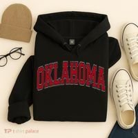 Oklahoma OK Varsity Style Red Text Hoodie thumb 4