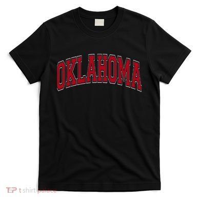 Oklahoma OK Varsity Style Red Text T-Shirt
