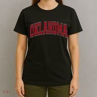 Oklahoma OK Varsity Style Red Text T-Shirt thumb 4