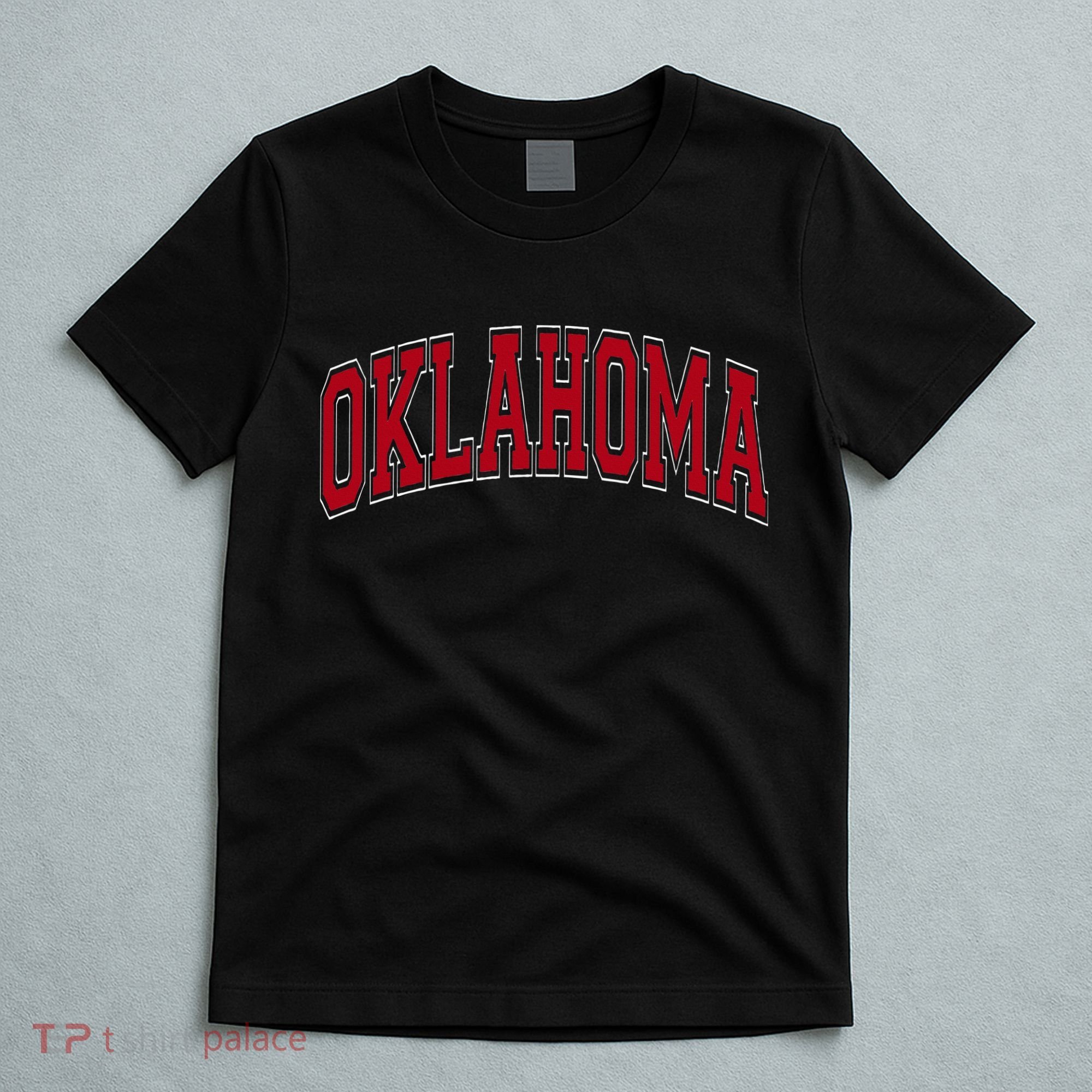 Oklahoma OK Varsity Style Red Text T-Shirt