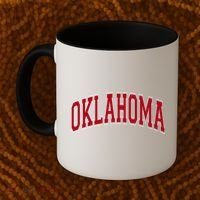 Oklahoma OK Varsity Style Red Text Coffee Mug thumb 2