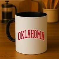 Oklahoma OK Varsity Style Red Text Coffee Mug thumb 4