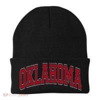 Oklahoma OK Varsity Style Red Text Beanie thumb 0