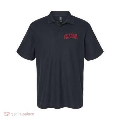 Oklahoma OK Varsity Style Red Text Polo