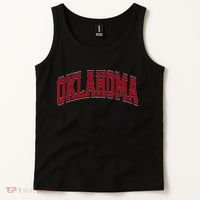 Oklahoma OK Varsity Style Red Text Tank Top thumb 2