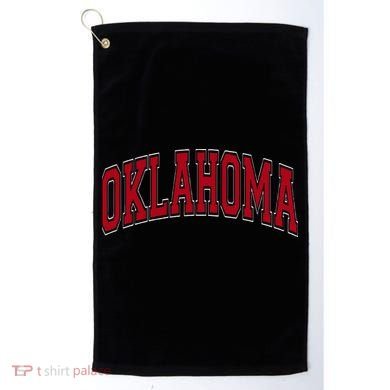 Oklahoma OK Varsity Style Red Text Golf Towel