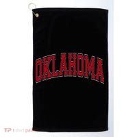 Oklahoma OK Varsity Style Red Text Golf Towel thumb 0