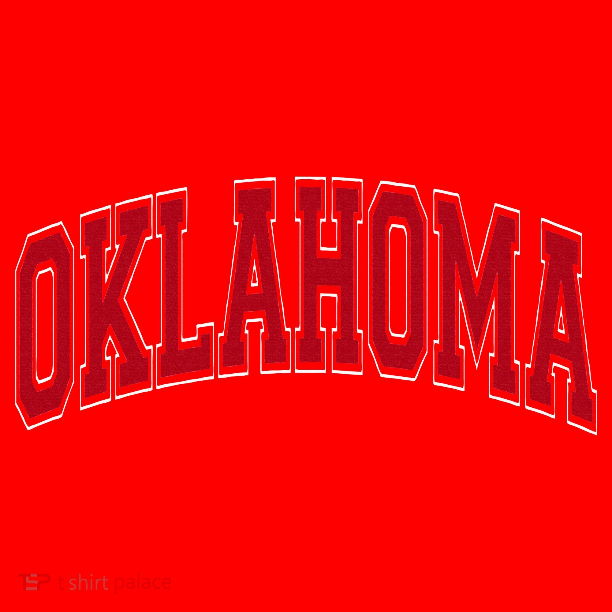 Oklahoma OK Varsity Style Red Text Santa Hat
