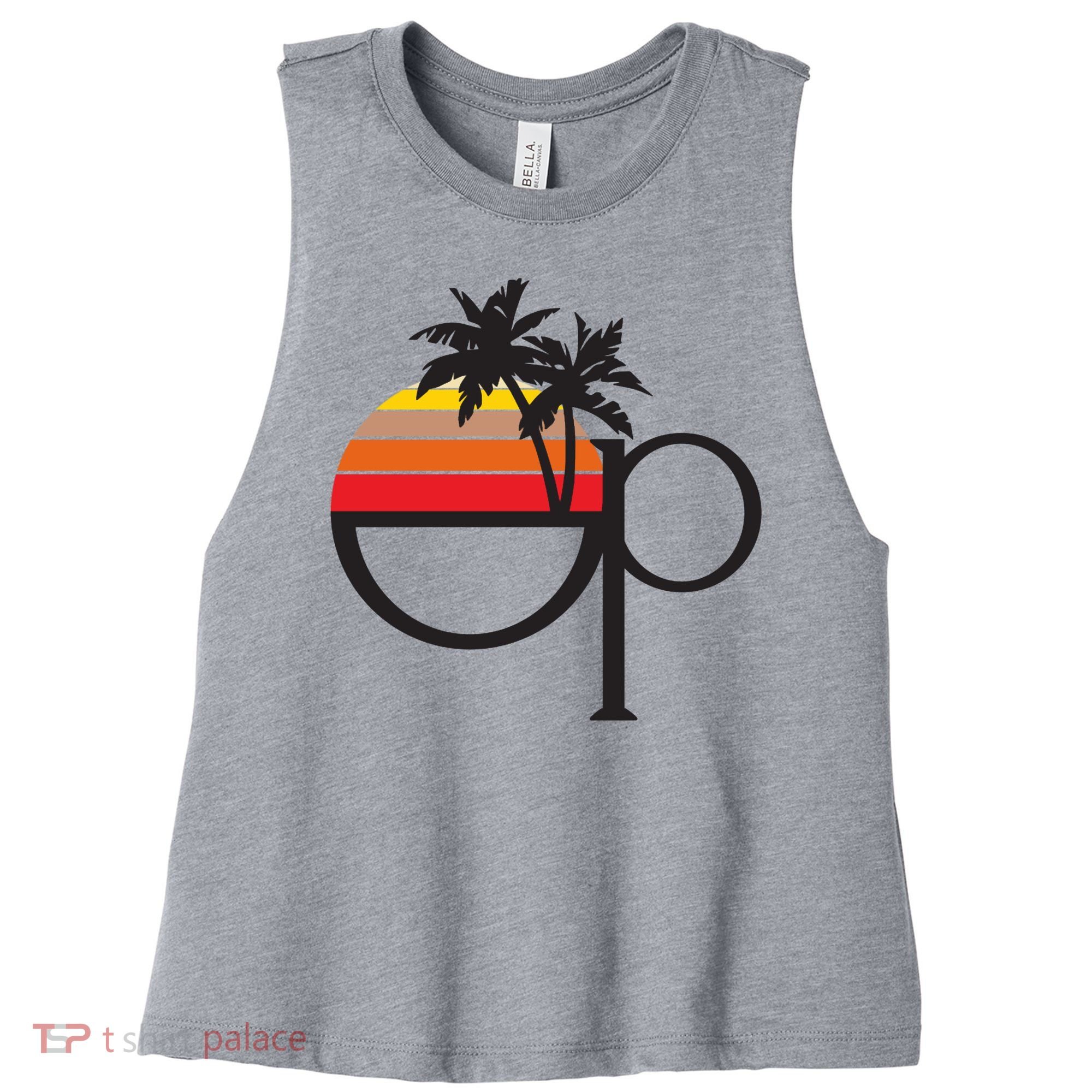 Ocean Pacific 80s Retro Sunset Women's Racerback Cropped Tank