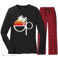 Ocean Pacific 80s Retro Sunset Women's Long Sleeve Flannel Pajama Set  thumb 0
