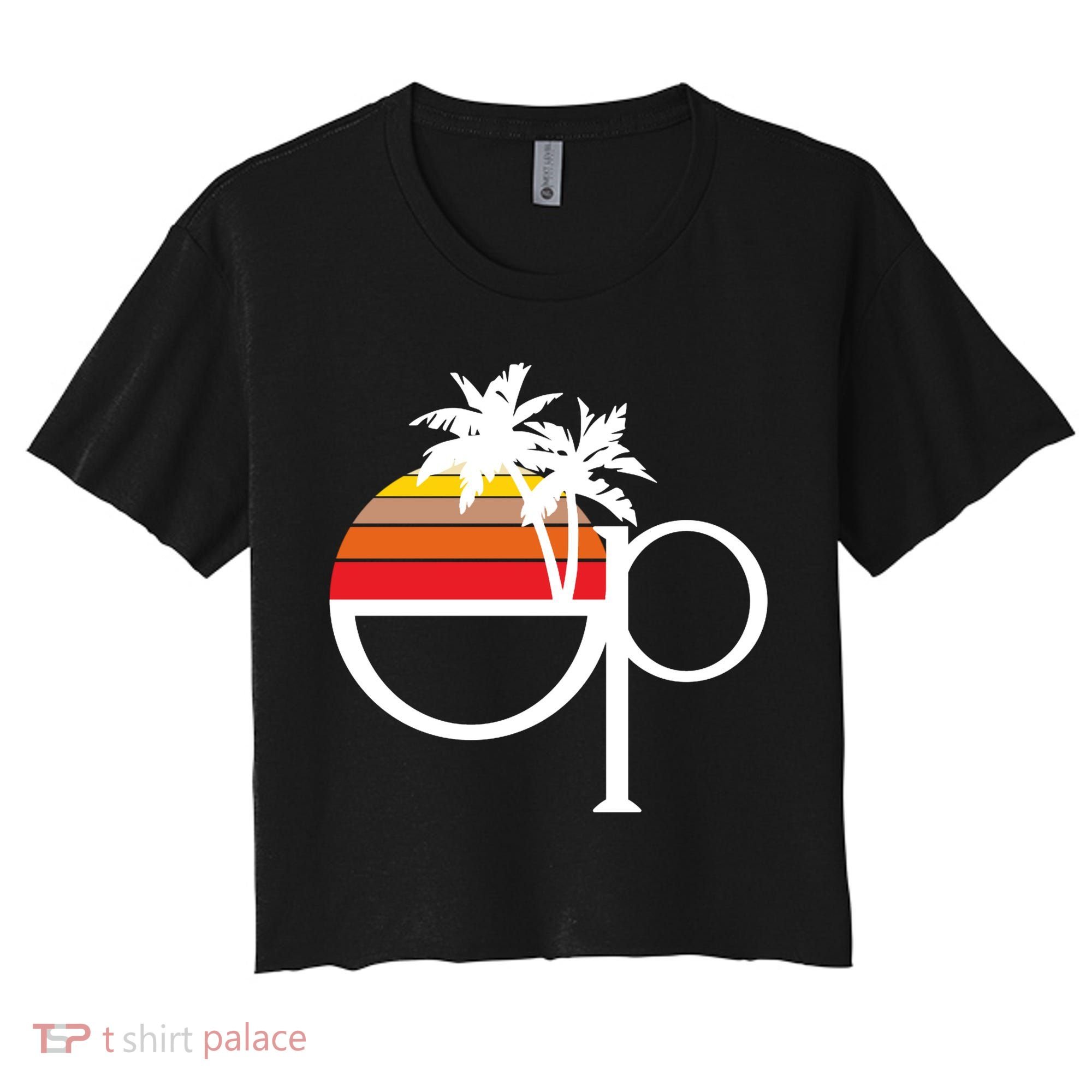 Ocean Pacific 80s Retro Sunset Women's Crop Top Tee