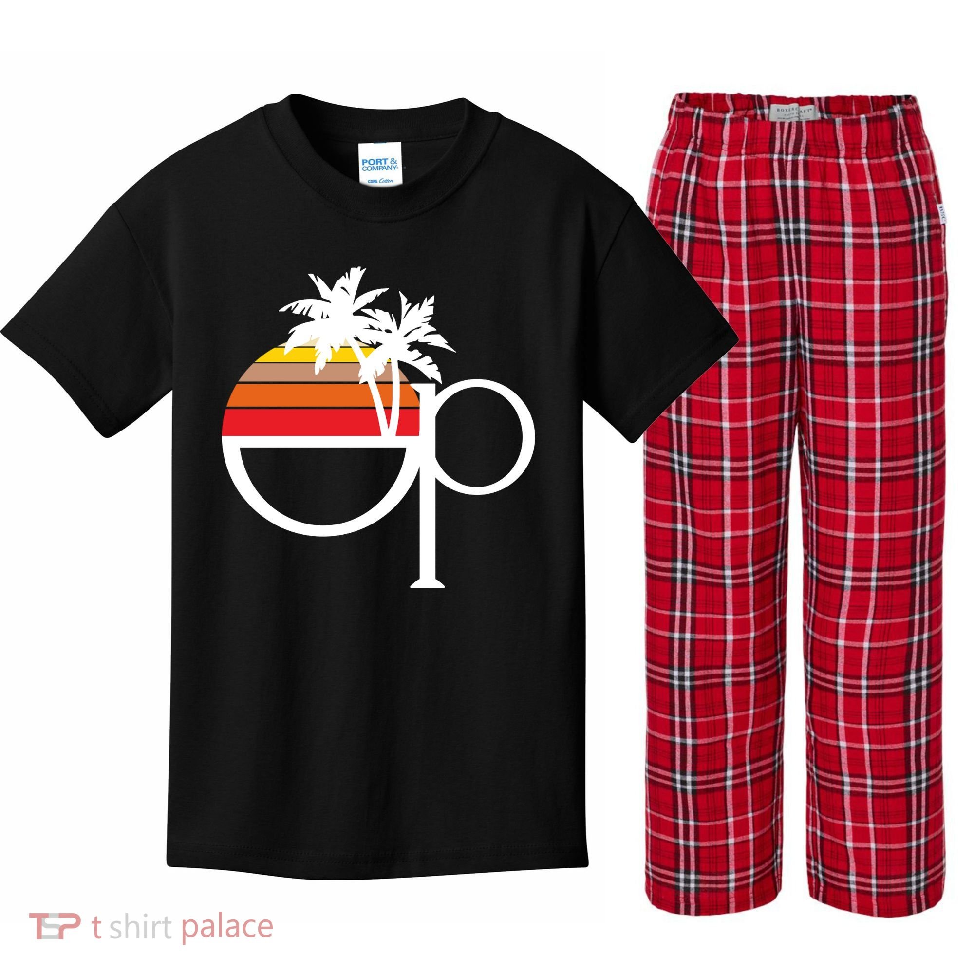 Ocean Pacific 80s Retro Sunset Kids Plaid Pajama Set