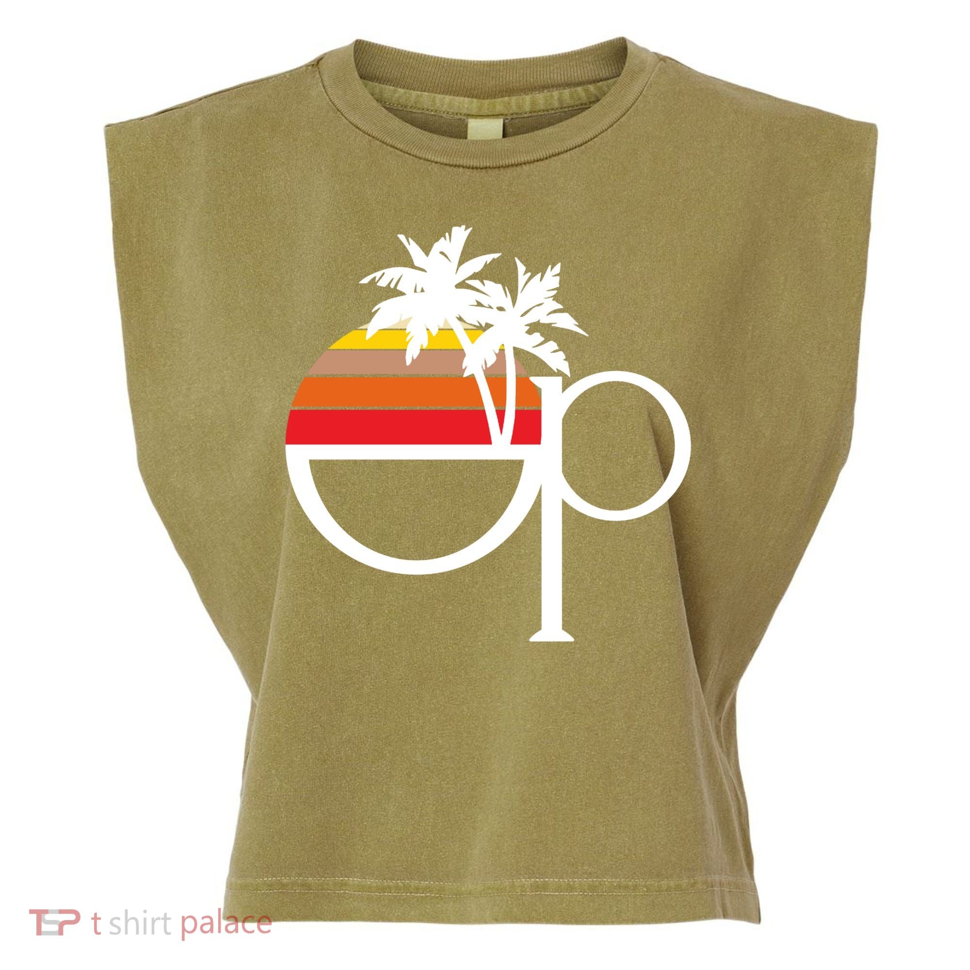 Ocean Pacific 80s Retro Sunset Garment-Dyed Women's Muscle Tee