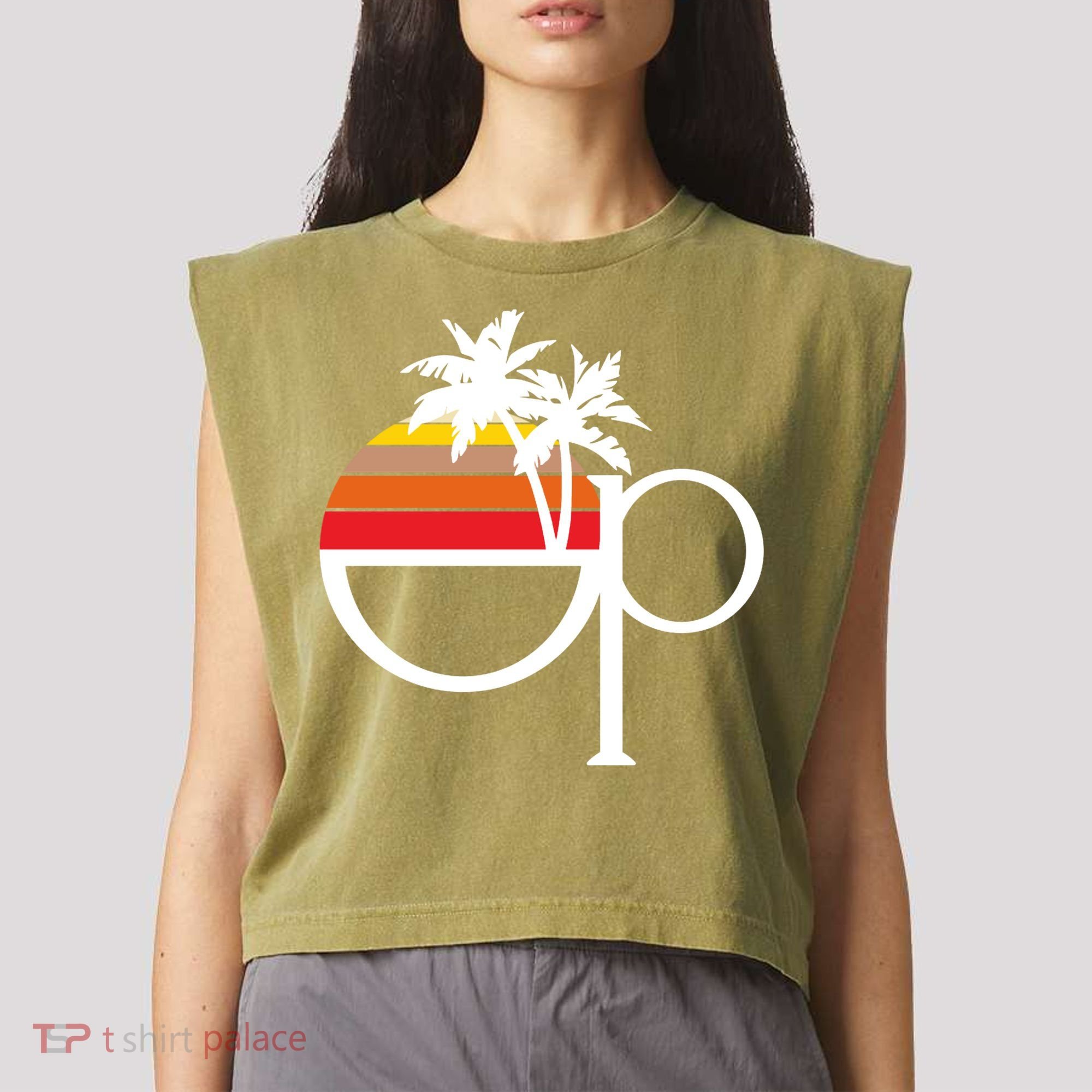 Ocean Pacific 80s Retro Sunset Garment-Dyed Women's Muscle Tee