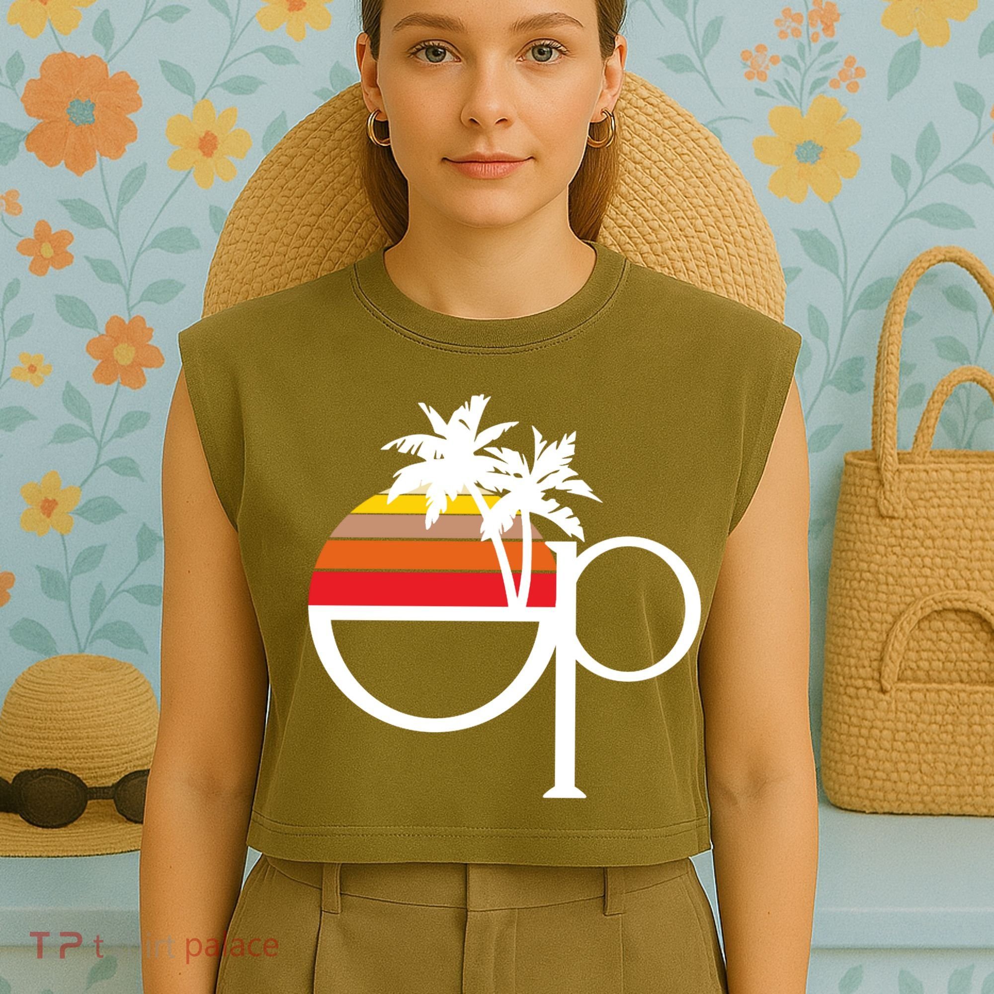 Ocean Pacific 80s Retro Sunset Garment-Dyed Women's Muscle Tee