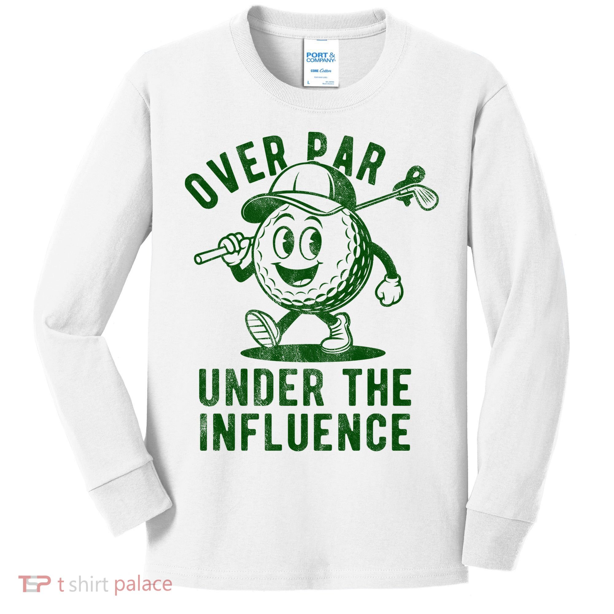 Over Par And Under The Influence Golfing Kids Long Sleeve Shirt