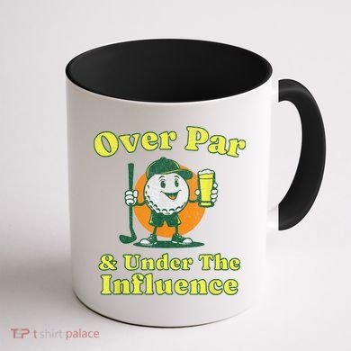 Over Par And Under The Influence Funny Vintage Golf Drinking Coffee Mug back