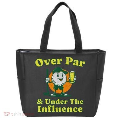 Over Par And Under The Influence Funny Vintage Golf Drinking Tote Bag
