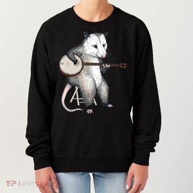 Opossum Playing Banjo Guitar Possum Live Weird Trash Kitty Women's Sweatshirt