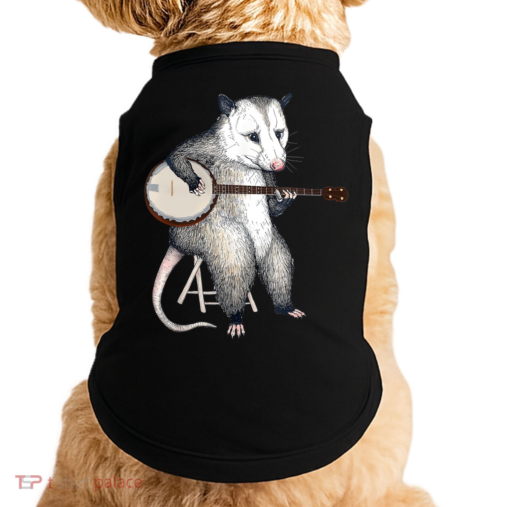 Opossum Playing Banjo Guitar Possum Live Weird Trash Kitty Doggie Tank