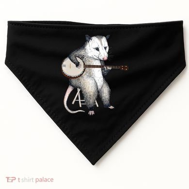 Opossum Playing Banjo Guitar Possum Live Weird Trash Kitty USA-Made Doggie Bandana