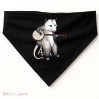 Opossum Playing Banjo Guitar Possum Live Weird Trash Kitty USA-Made Doggie Bandana thumb 0