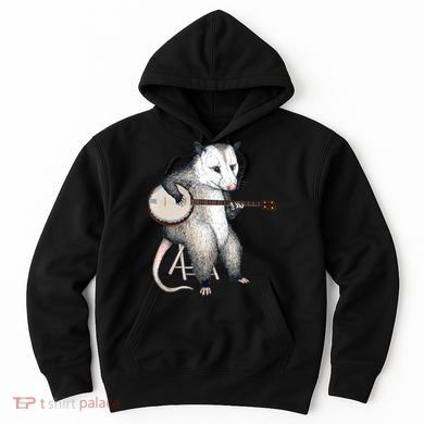 Opossum Playing Banjo Guitar Possum Live Weird Trash Kitty Hoodie