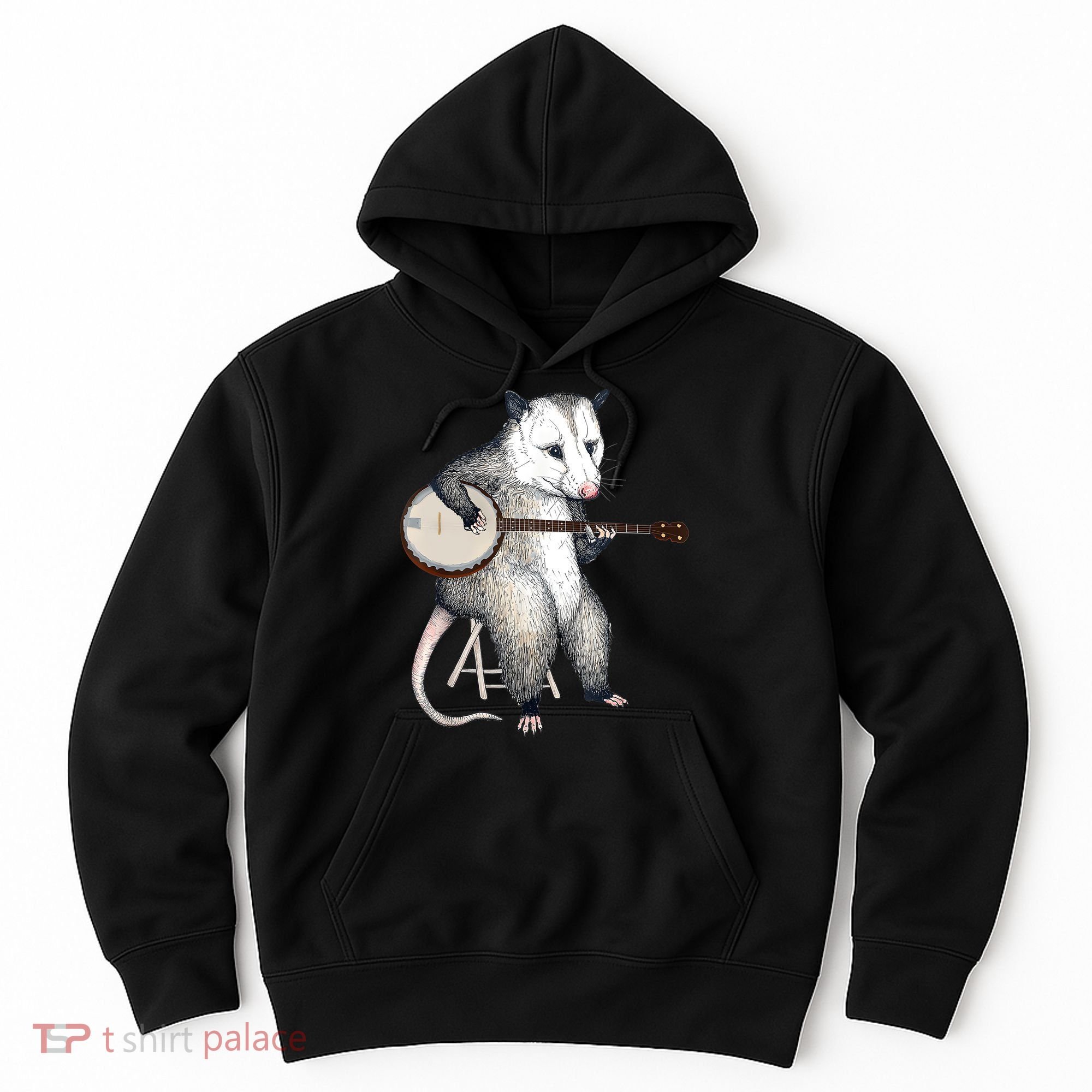 Opossum Playing Banjo Guitar Possum Live Weird Trash Kitty Hoodie