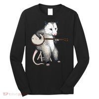 Opossum Playing Banjo Guitar Possum Live Weird Trash Kitty Long Sleeve Shirt thumb 0