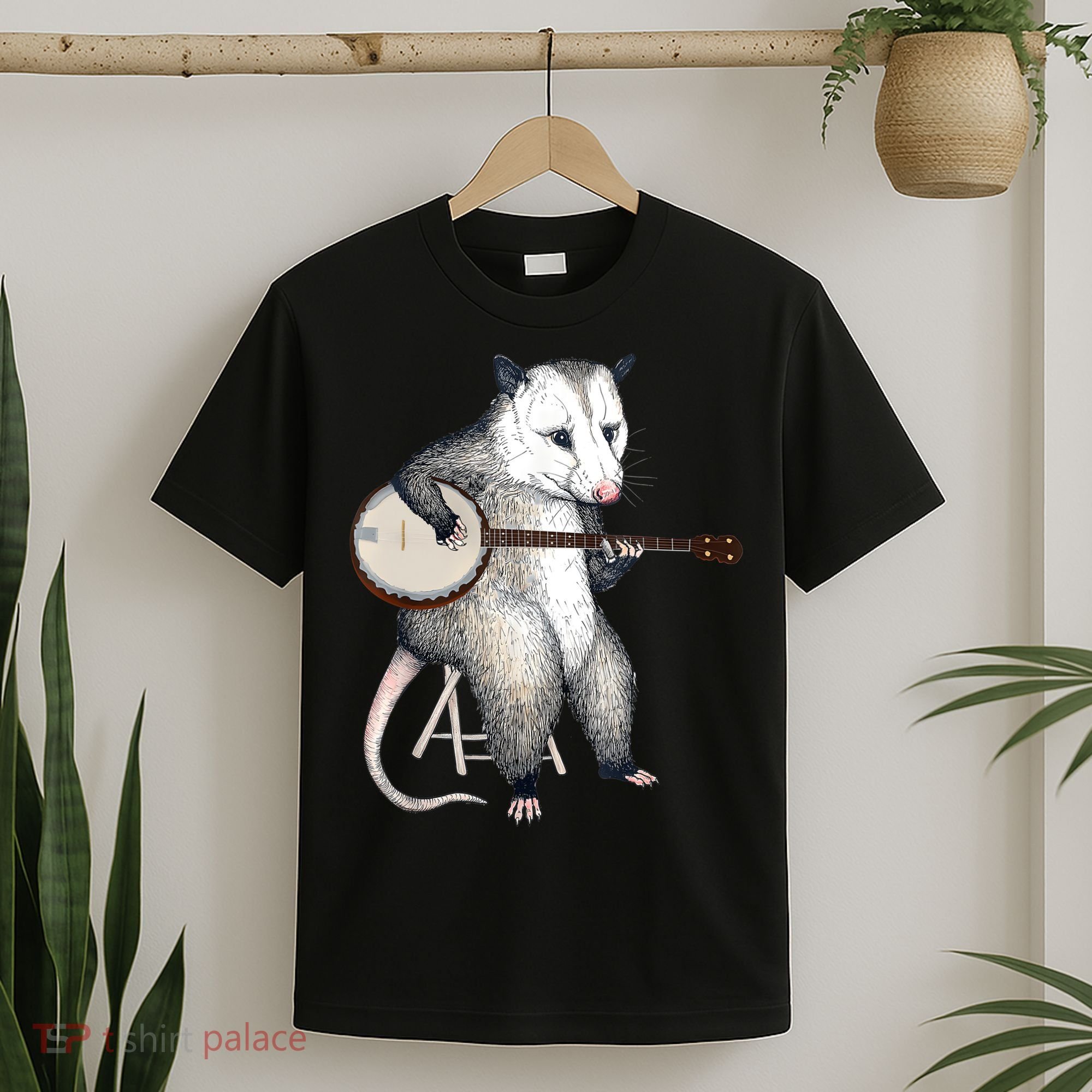 Opossum Playing Banjo Guitar Possum Live Weird Trash Kitty T-Shirt
