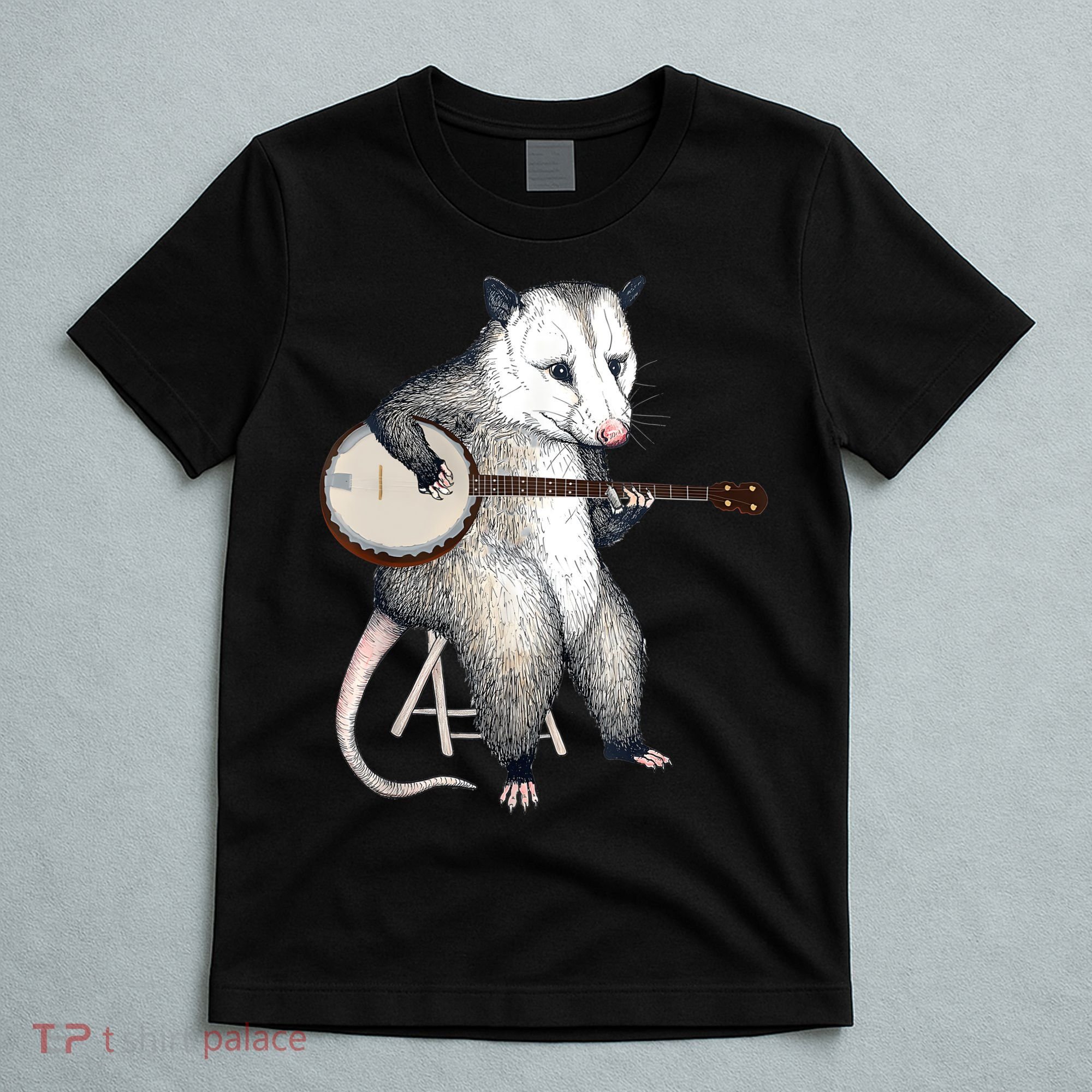 Opossum Playing Banjo Guitar Possum Live Weird Trash Kitty T-Shirt
