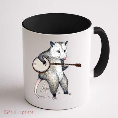 Opossum Playing Banjo Guitar Possum Live Weird Trash Kitty Coffee Mug back