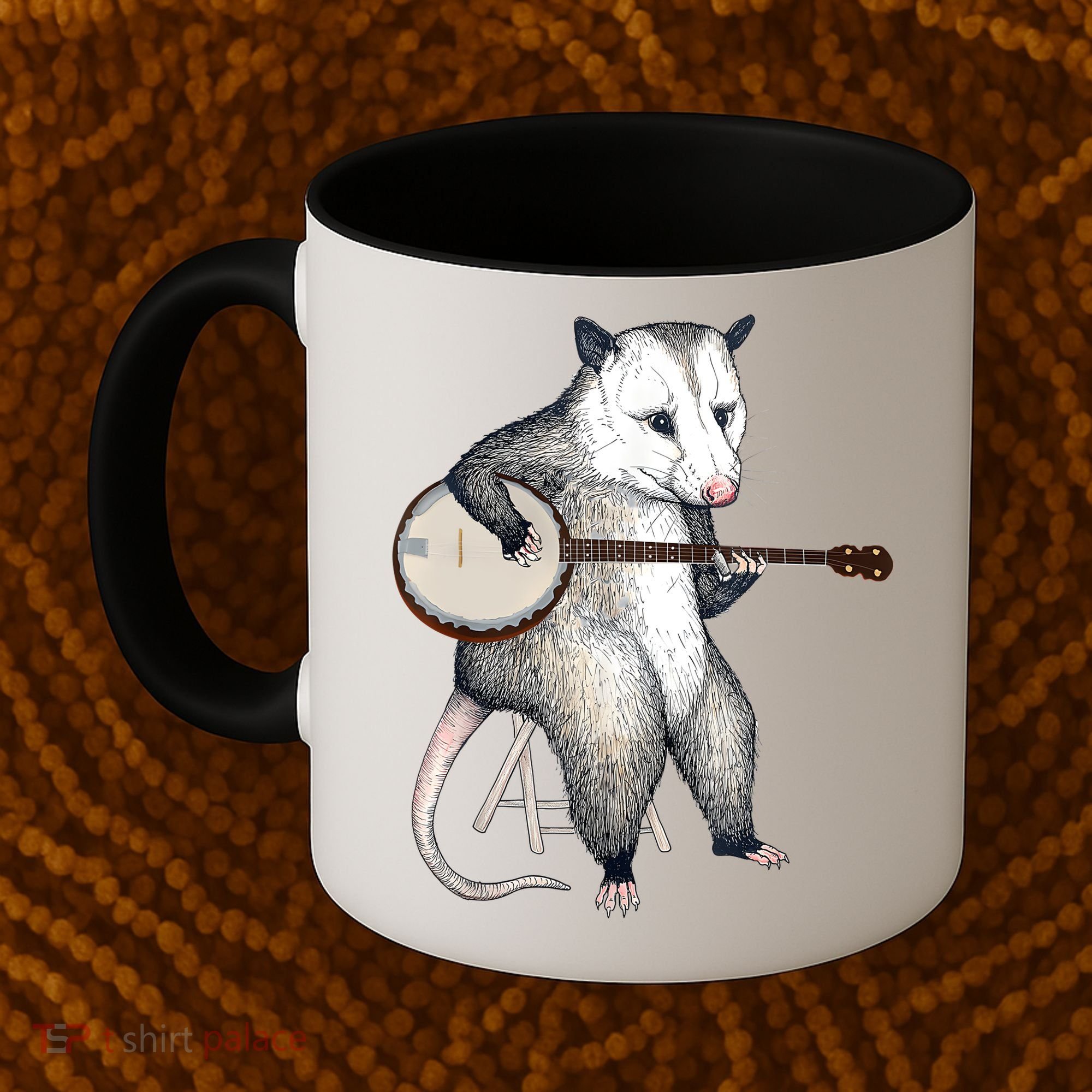 Opossum Playing Banjo Guitar Possum Live Weird Trash Kitty Coffee Mug