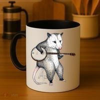 Opossum Playing Banjo Guitar Possum Live Weird Trash Kitty Coffee Mug thumb 4