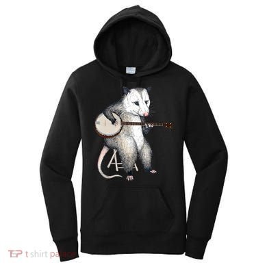 Opossum Playing Banjo Guitar Possum Live Weird Trash Kitty Women's Hoodie