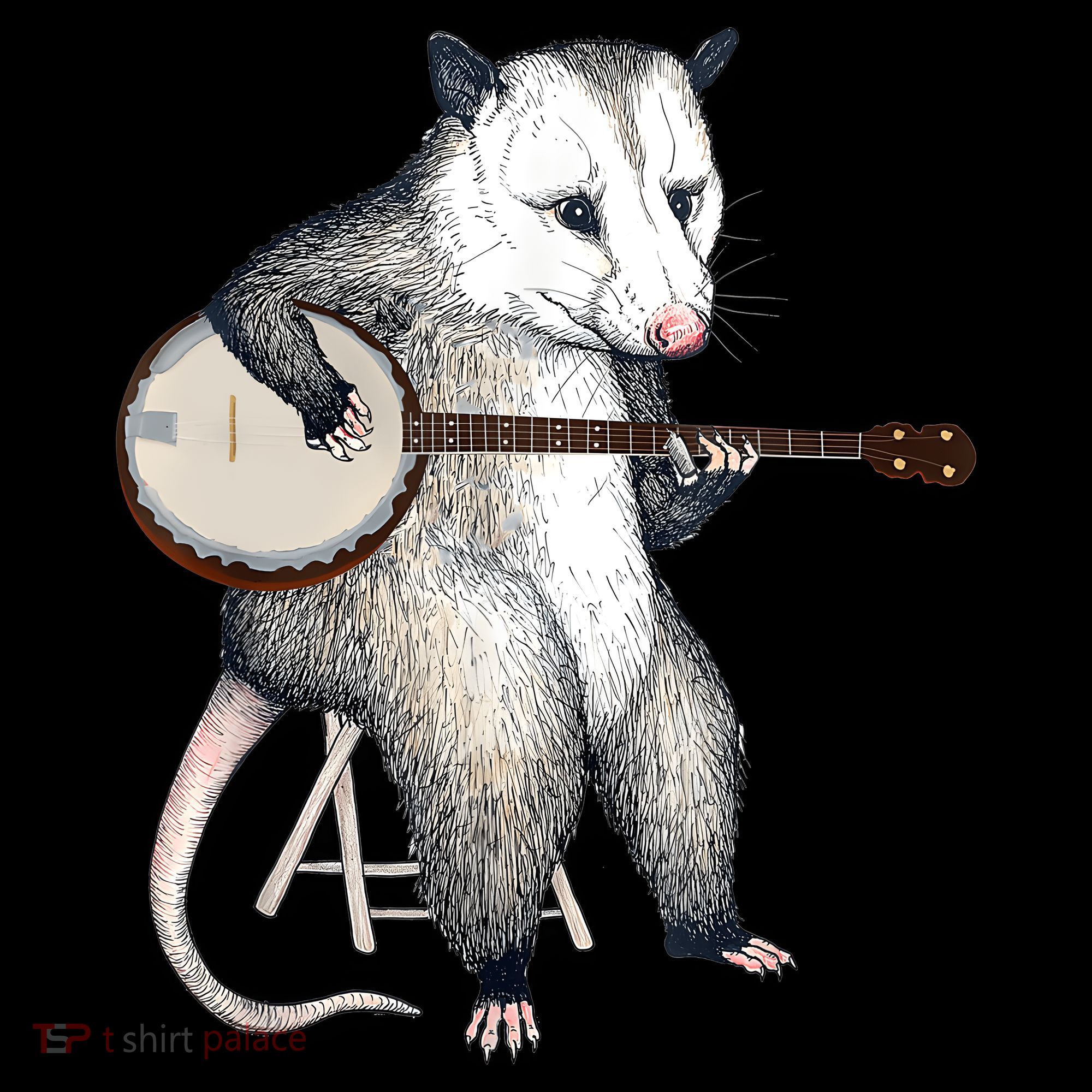 Opossum Playing Banjo Guitar Possum Live Weird Trash Kitty Women's Hoodie